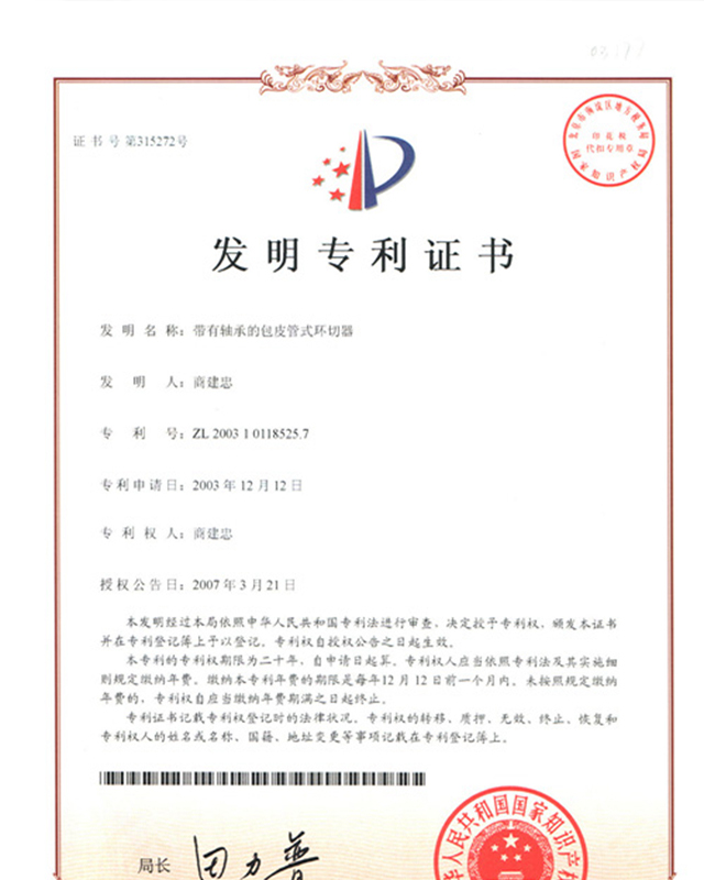 发明专利证书--第315272号